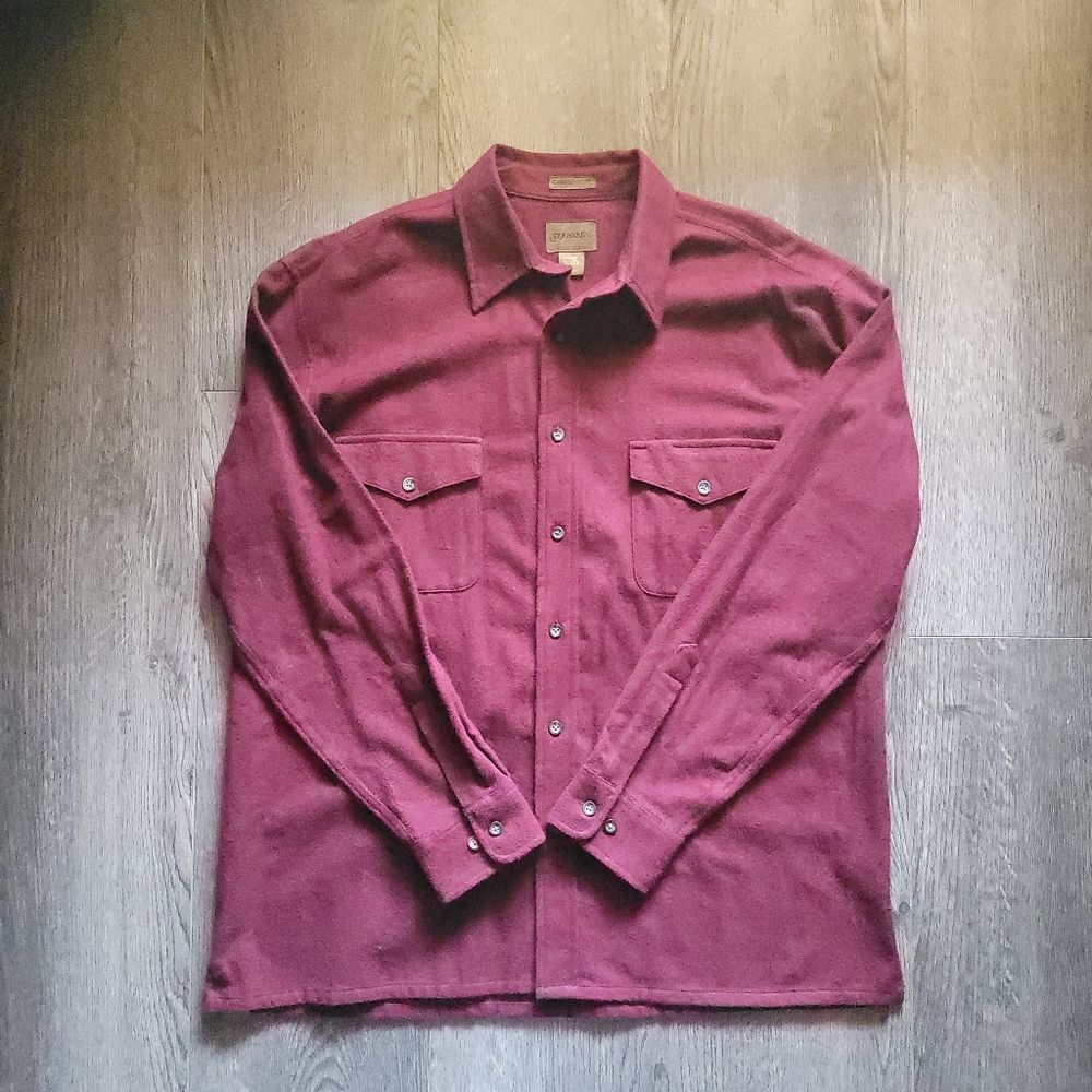 NWT Chamois Cloth St. John's Bay Large  Burgundy Button-Down Long-sleeve Shirt